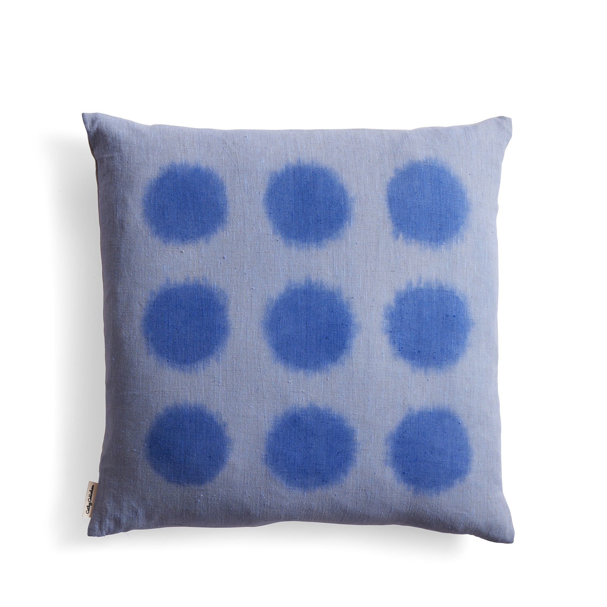 Hand-Painted Linen Pillow in Ultramarine Zoom Image 1