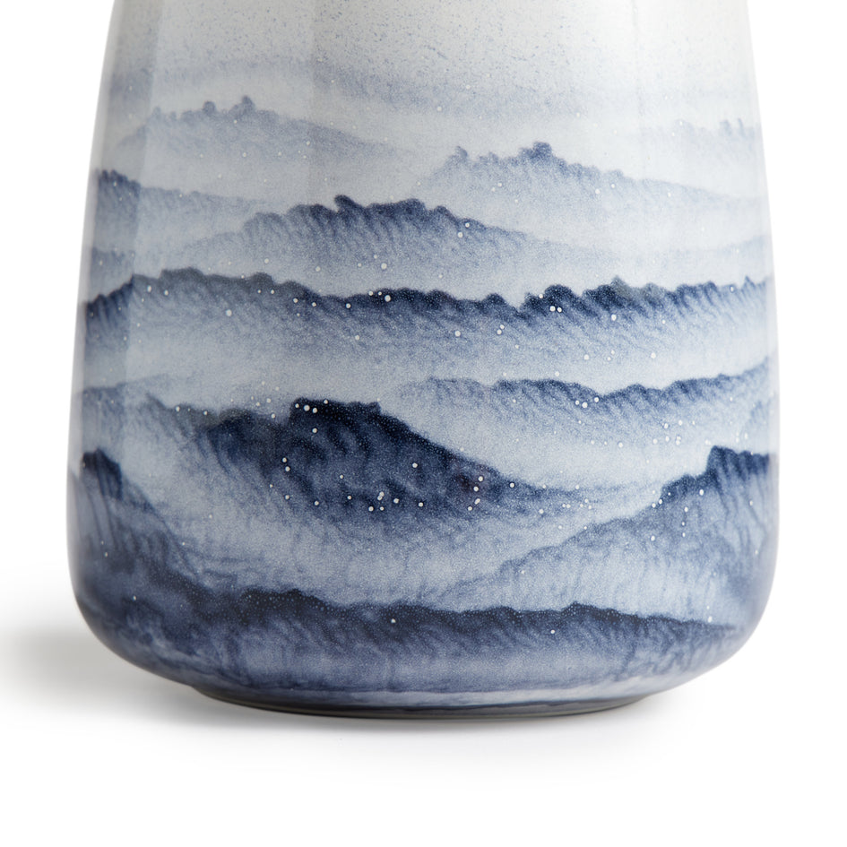 Wide Vase in Midnight and Opaque White Watercolor Image 4