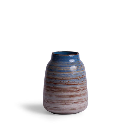 Wide Vase in Wire-Combed Opal Pacific / Buckwheat / Brick
