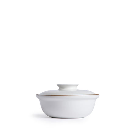 Small Covered Serving Dish in Opaque White