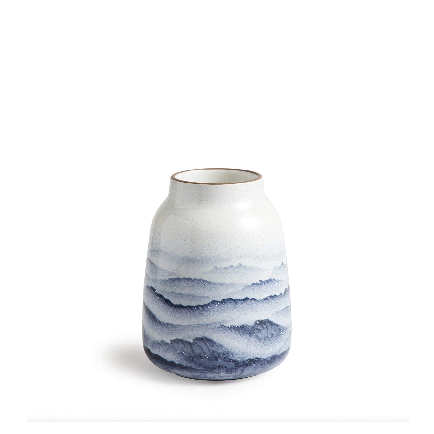 Wide Vase in Midnight and Opaque White Watercolor Zoom Image 1
