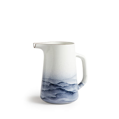 Large Pitcher in Midnight and Opaque White Watercolor