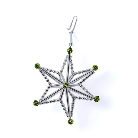 Star Ornament in Silver/Green