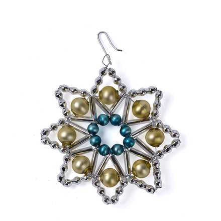 Star Ornament in Silver/Green/Blue
