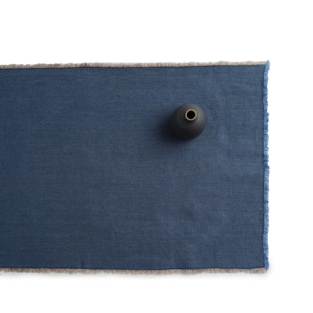 Linen Hopsack Runner in Indigo Blue