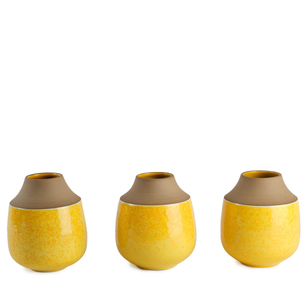 Wide Neck Vase in Sunflower Gloss and Opaque White Heath Ceramics