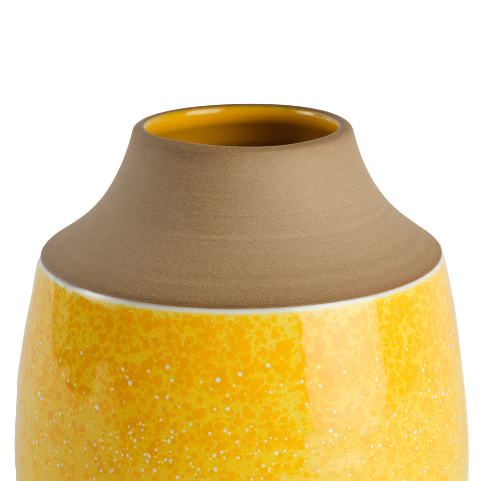 Wide Neck Vase in Sunflower Gloss and Opaque White Image 3