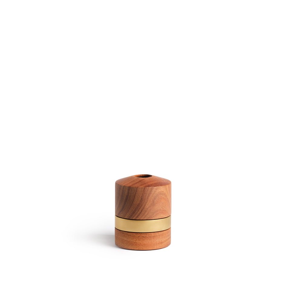 Tall Cylinder Burner in Wood/Satin Brass Image 1