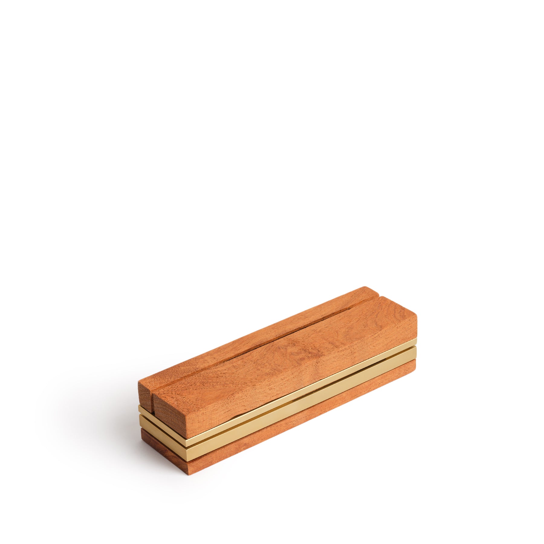 Tall Box Burner in Wood/Satin Brass Zoom Image 1