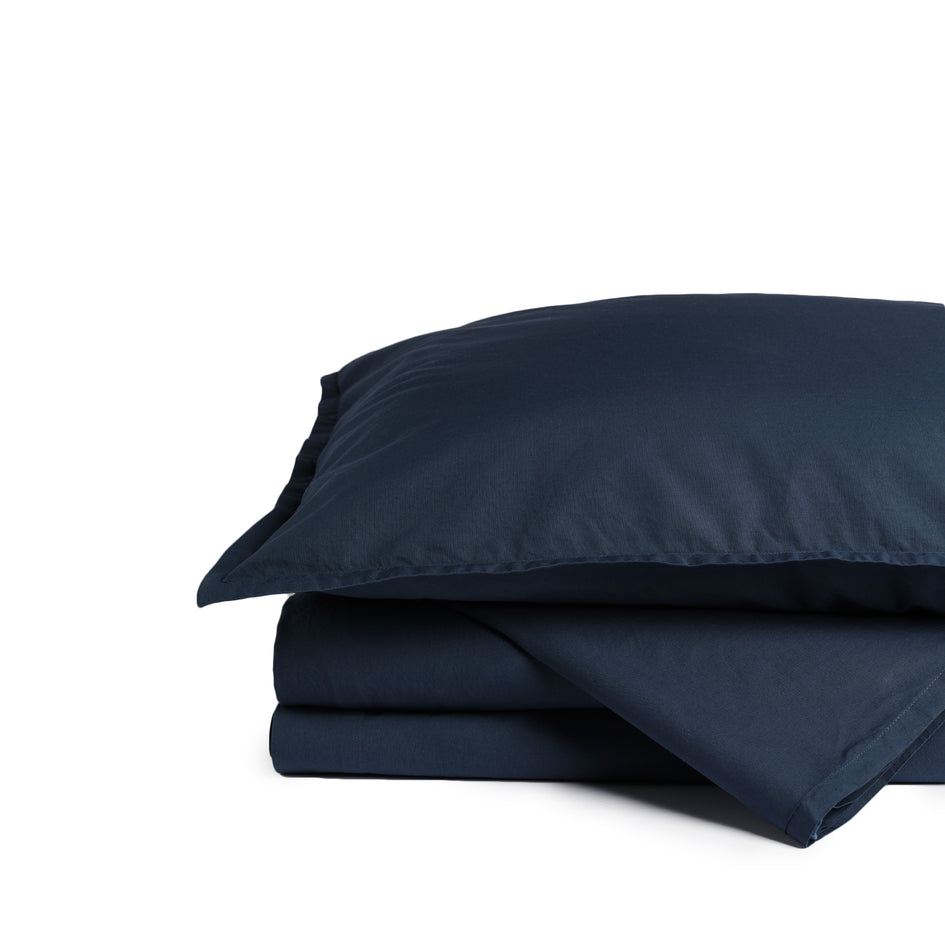 Percale Cotton Sheet Set in Distant Blue Image 1