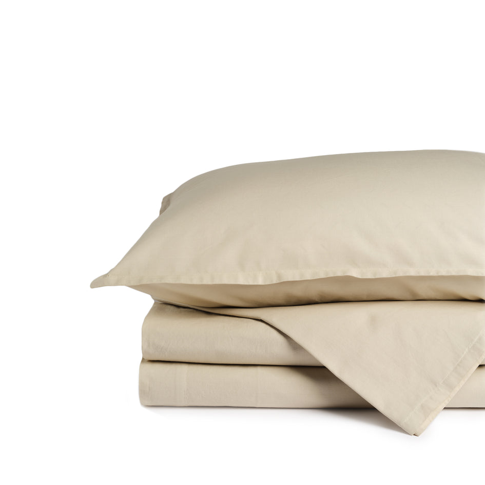 Percale Cotton Sheet Set in Isabela Beige Image 1
