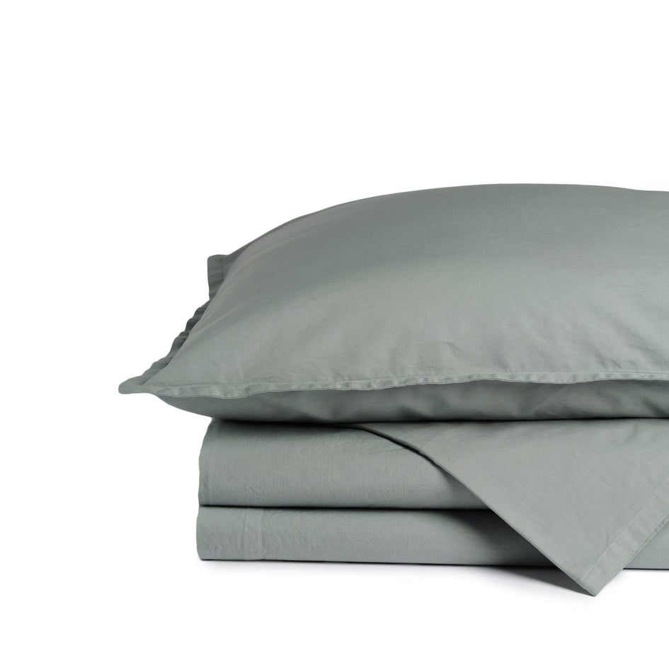 Percale Cotton Sheet Set in Ash Gray Image 1