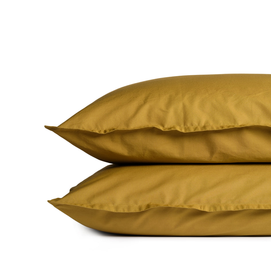 Percale Cotton Pillowcase in Citrine Green (Set of 2) Image 1