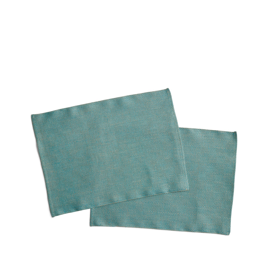 Rutig Strandrag Placemats in Turquoise/Unbleached (Set of 2) Image 1