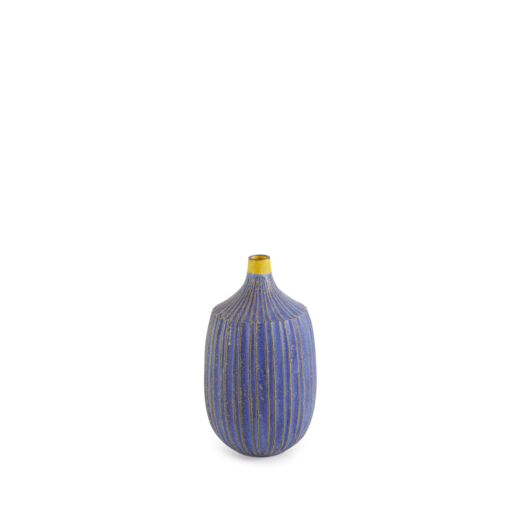 #12 Medium Vase in Indigo with Yellow Ring Zoom Image 1