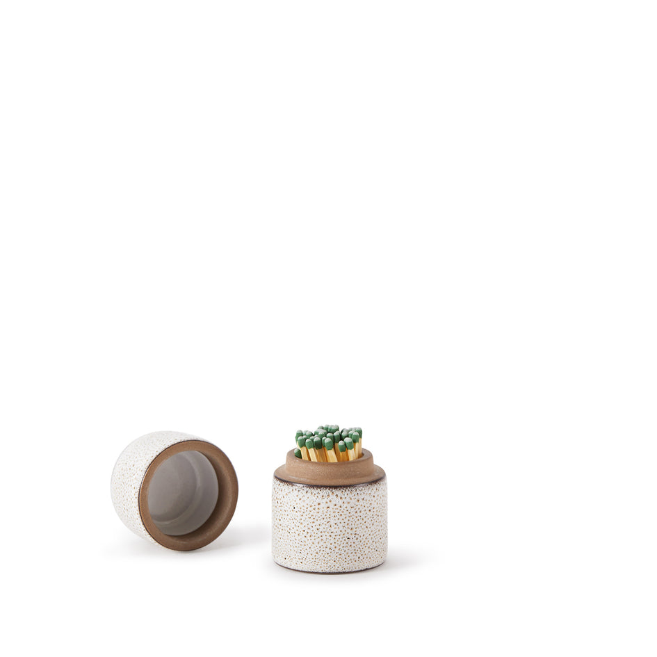 Matchstick Holder in Opaque White and Matte Brown Image 5