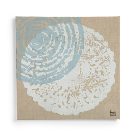 Linen Screen Print in White and Blue