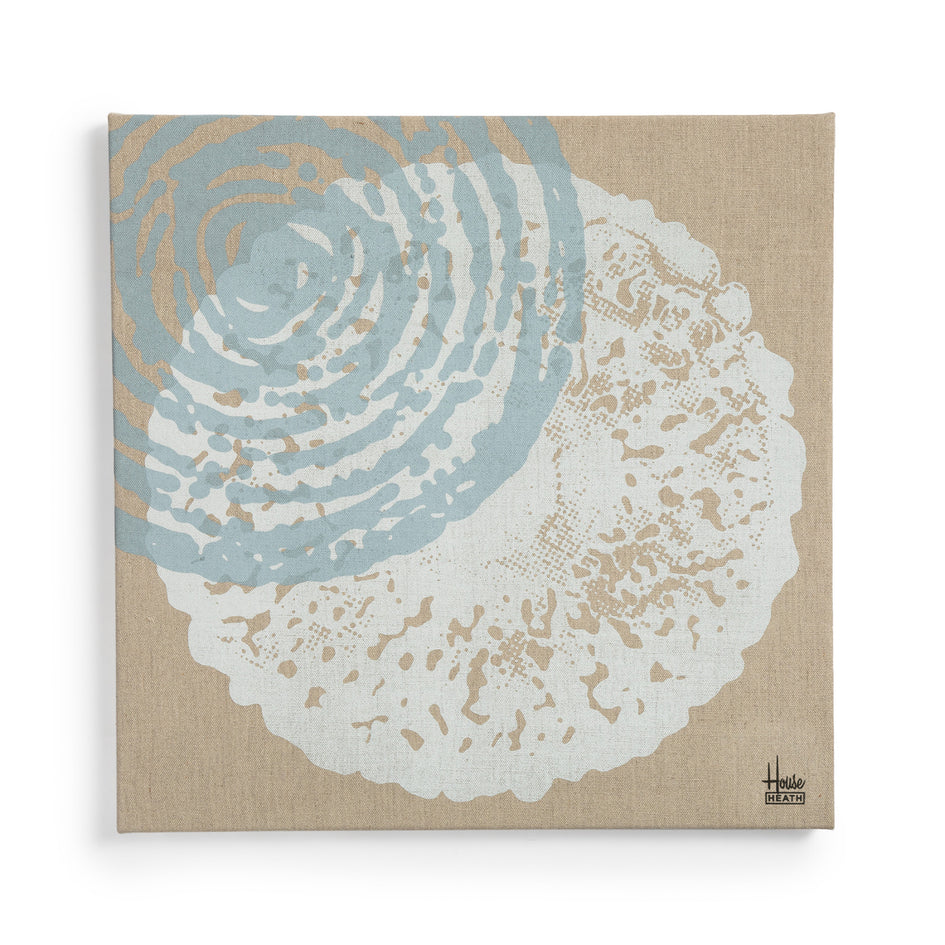 Linen Screen Print in White and Blue Image 1