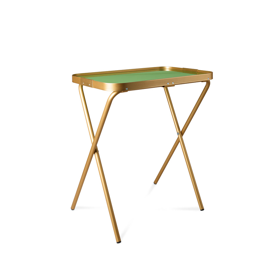 Folding Tray Table in Green and Gold Image 1