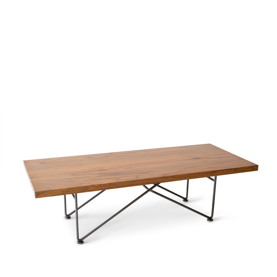Texas Pecan Coffee Table with Natural Steel Base Image 1