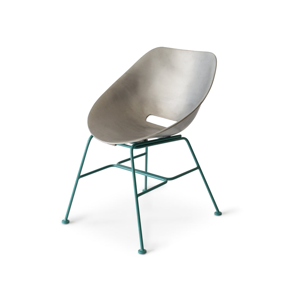 Aluminum Shell Chair with Turquoise Base Image 1