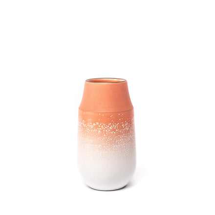 Neck Vase in Grapefruit and Opaque White