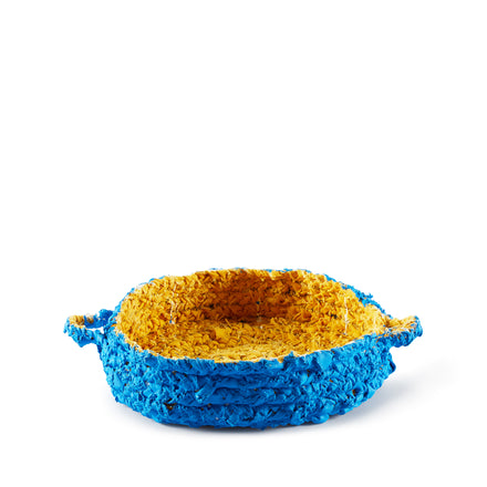 Small Round Nesting Tray in Blue and Yellow