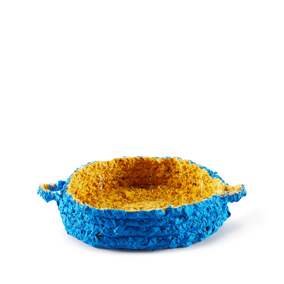 Small Round Nesting Tray in Blue and Yellow Image 1