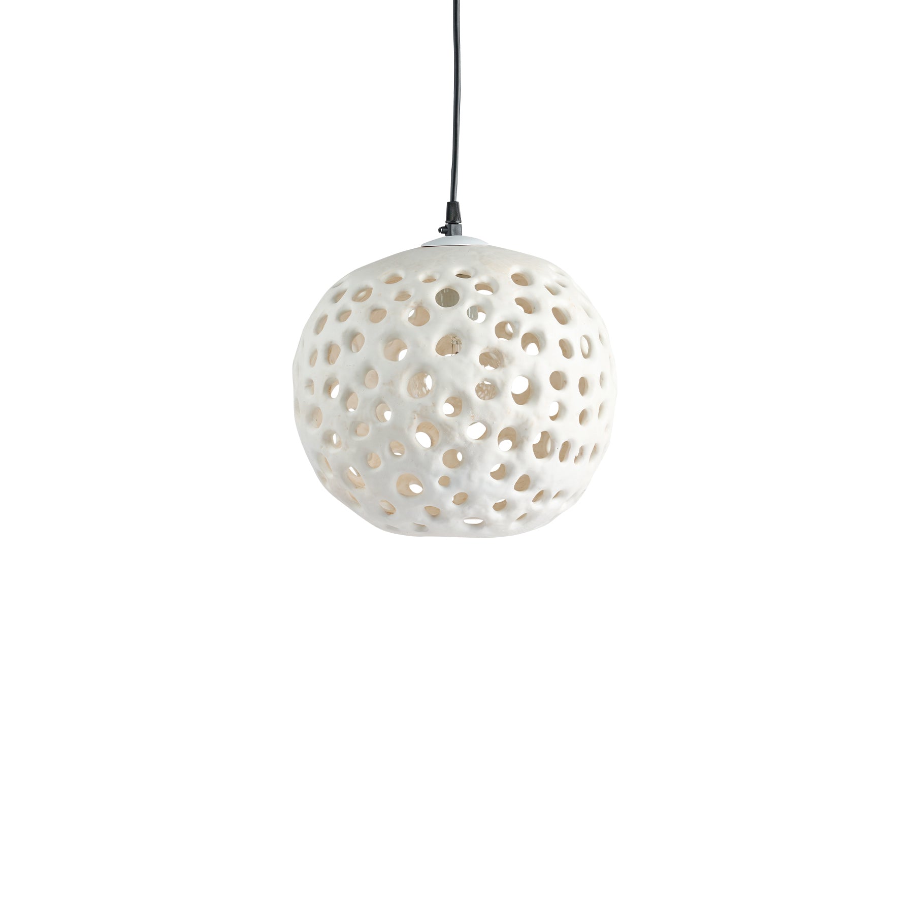 10" Ceramic Hanging Lantern in White Zoom Image 1