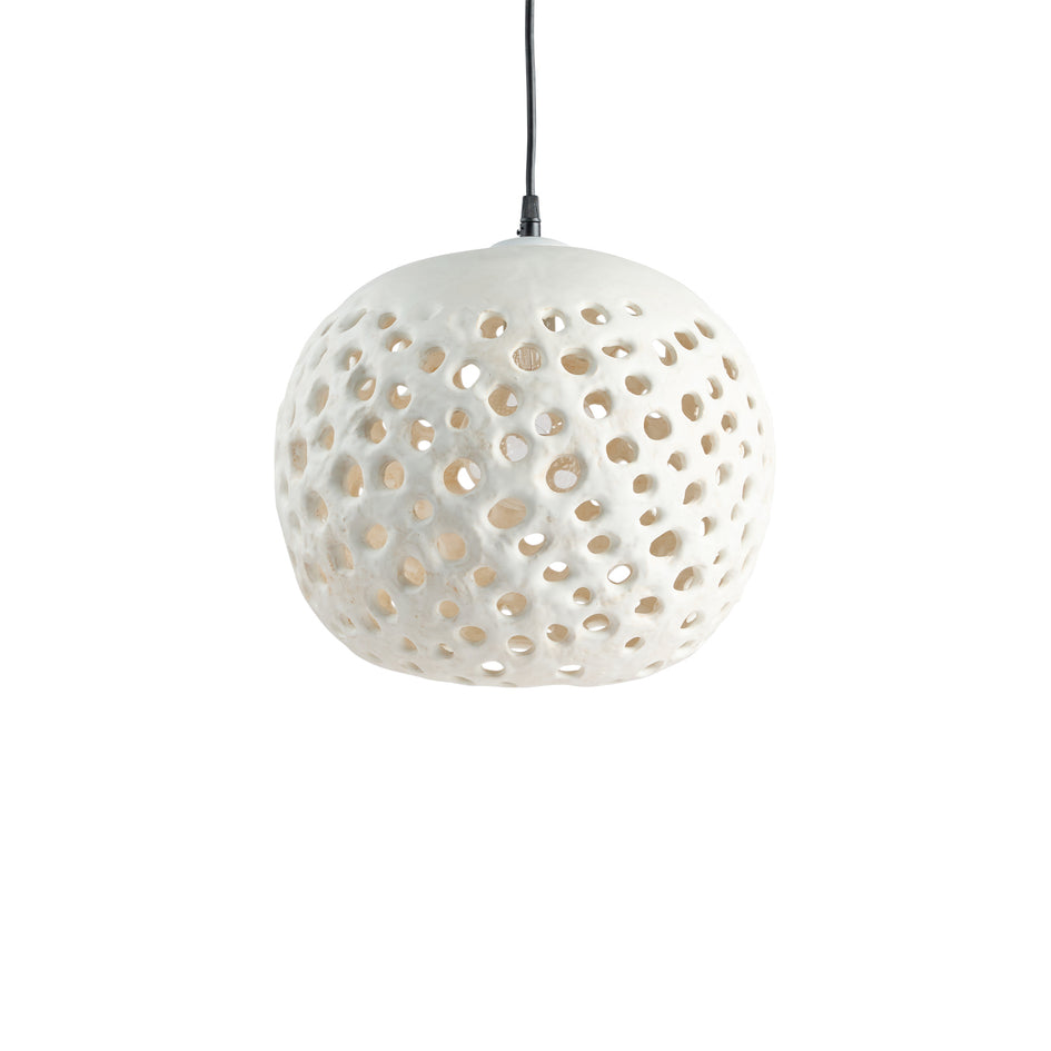 14" Ceramic Hanging Lantern in White Image 1