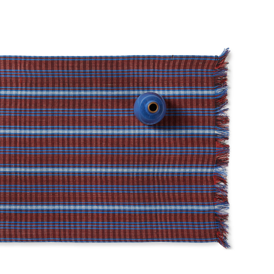 Cotton Tartan Runner in Red and Blue Image 1