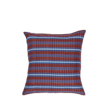 Cotton Tartan Pillow in Red and Blue