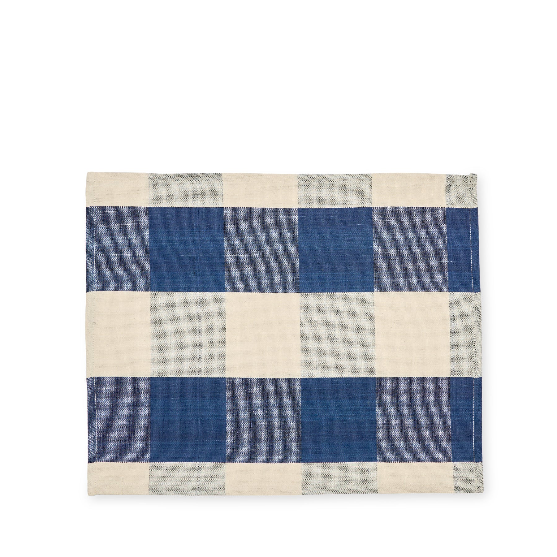Cotton Check Placemat in Navy Blue and Off-White Zoom Image 1