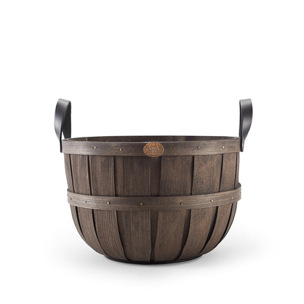 Oxford Basket in Gray Black Leather