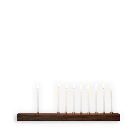 Walnut and Bronze Menorah