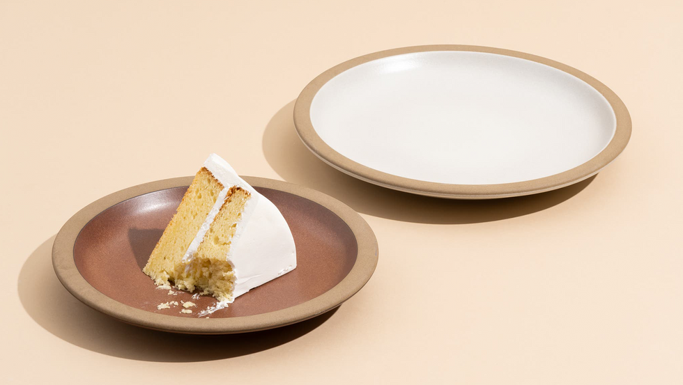 Image of Heath Ceramics Rim Line Plates with Cake on a plate