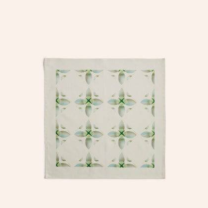 Stencil and Spray Painted Linen Napkin in Cyan