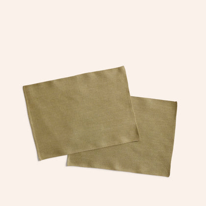 Rutig Strandrag Placemats in Olive Green/Unbleached (Set of 2)
