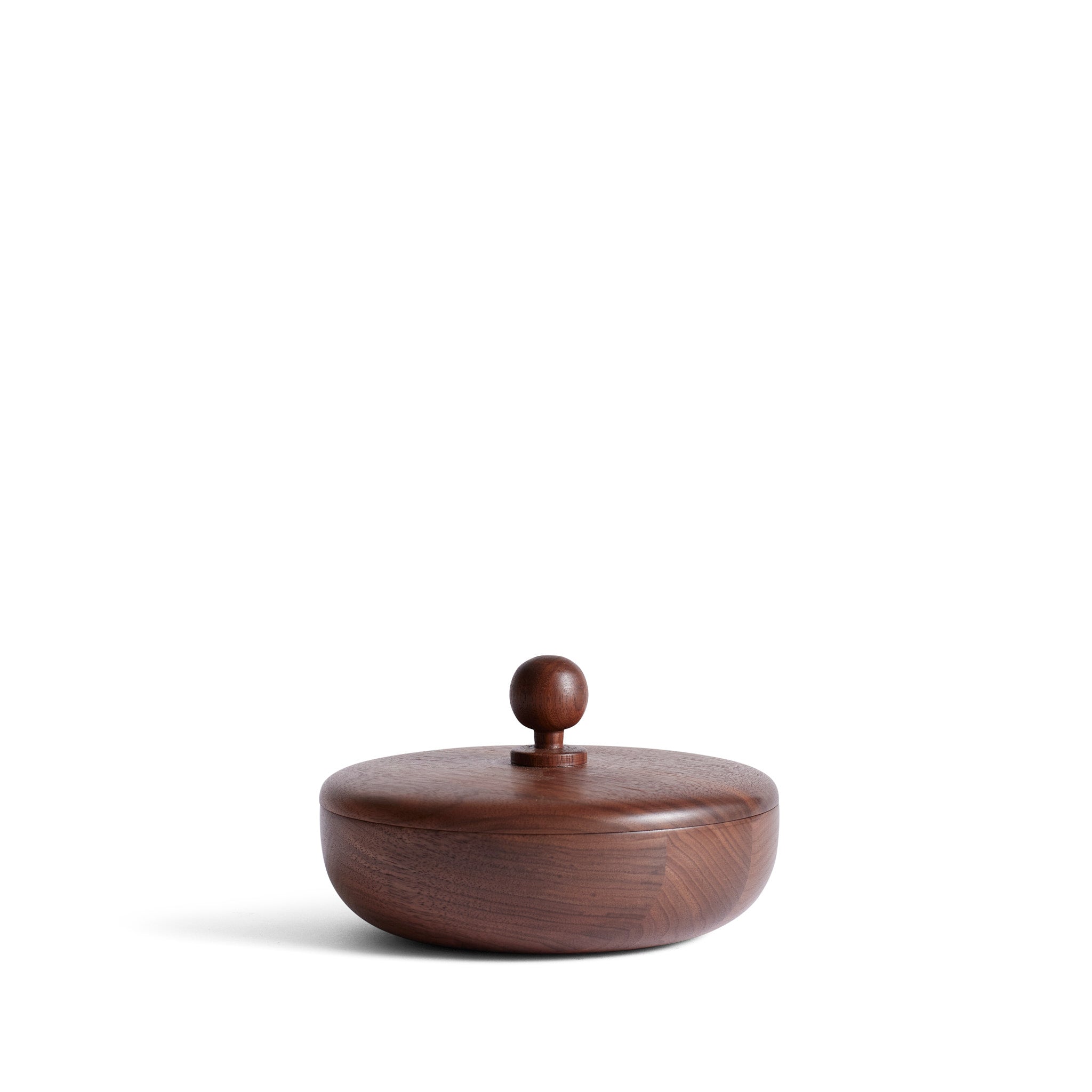 Wide Container with Circle Lid in Walnut Zoom Image 1