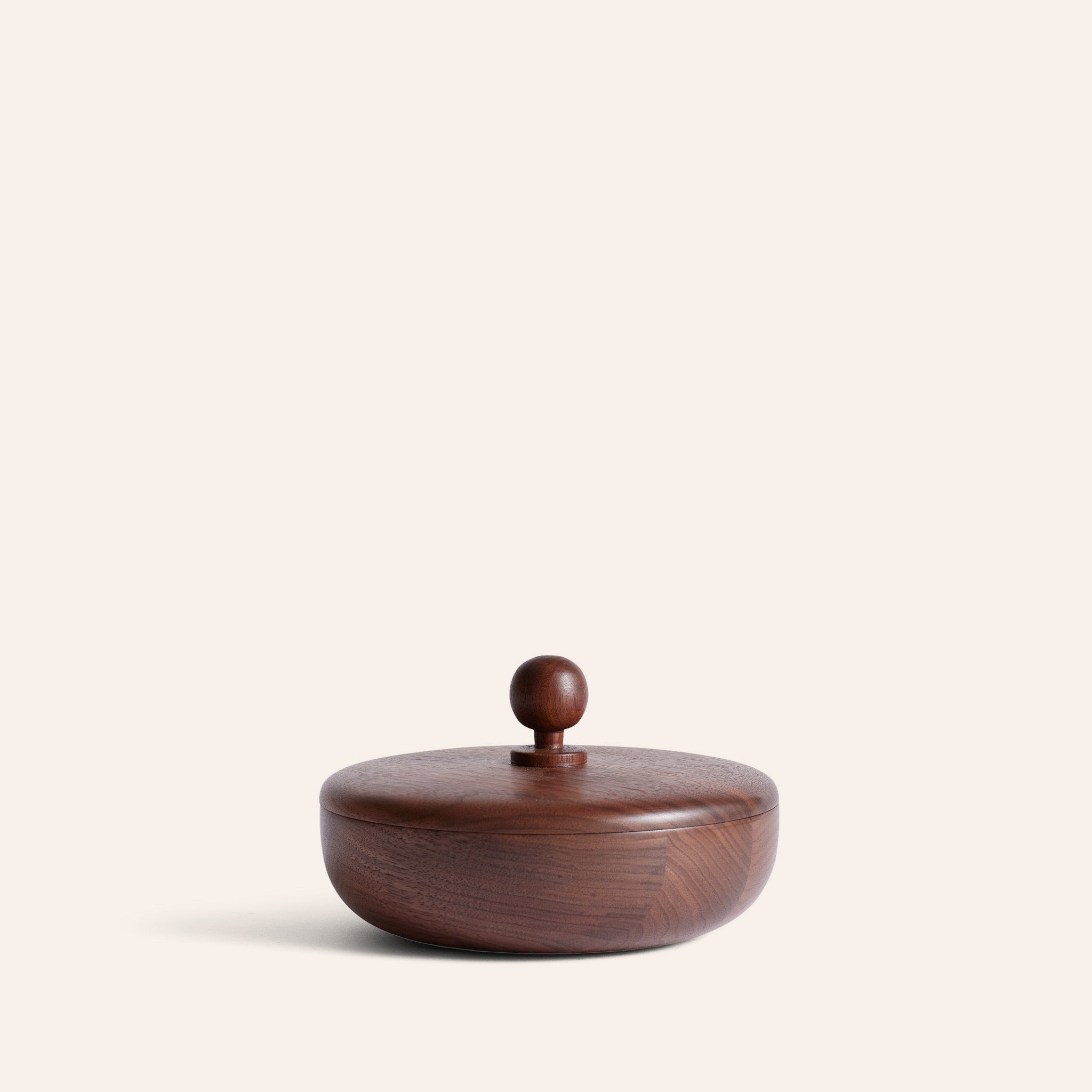 Wide Container with Circle Lid in Walnut