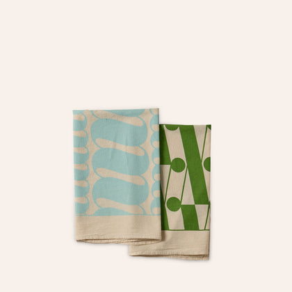 Tea Towels in Nimbus and Grass (Set of 2)