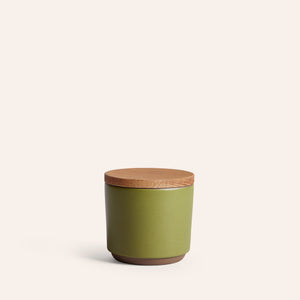 Container with Wooden Lid in Tomatillo