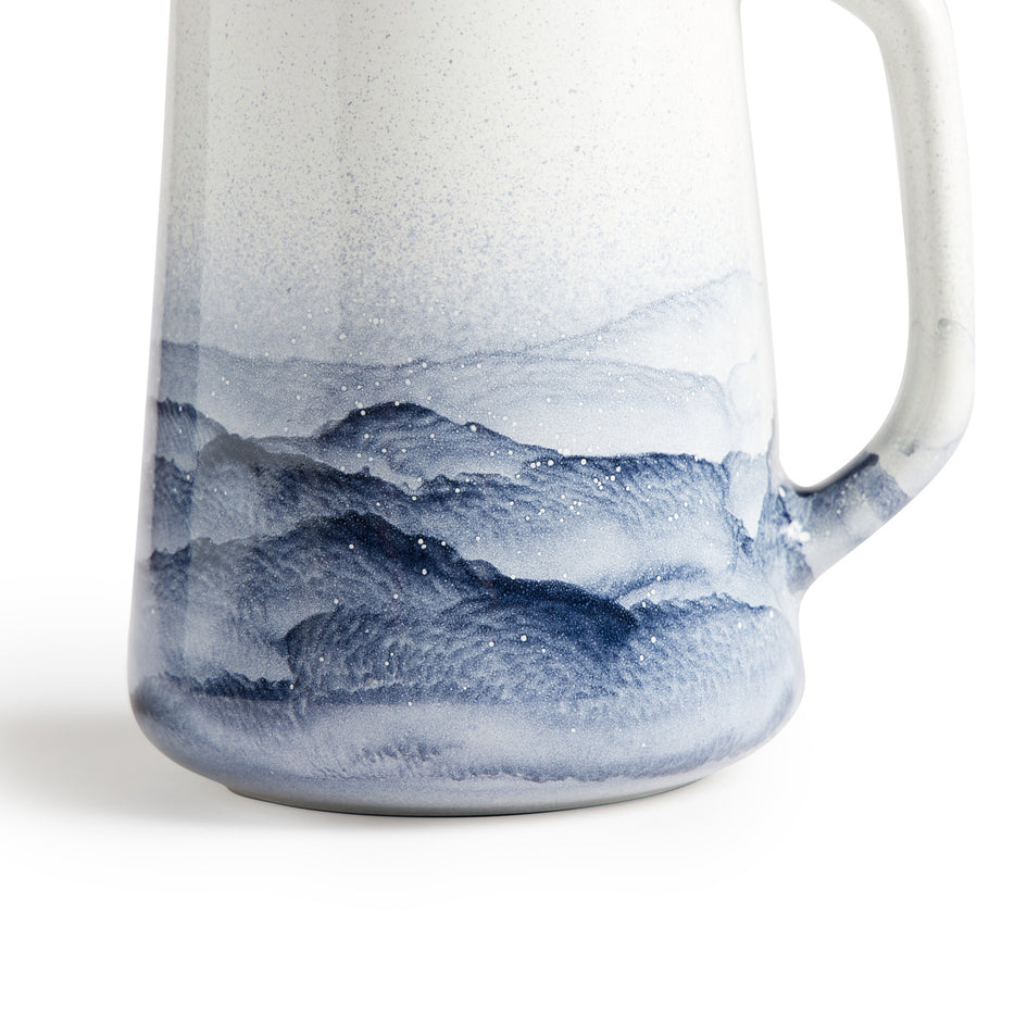 Large Pitcher in Midnight and Opaque White Watercolor Image 4