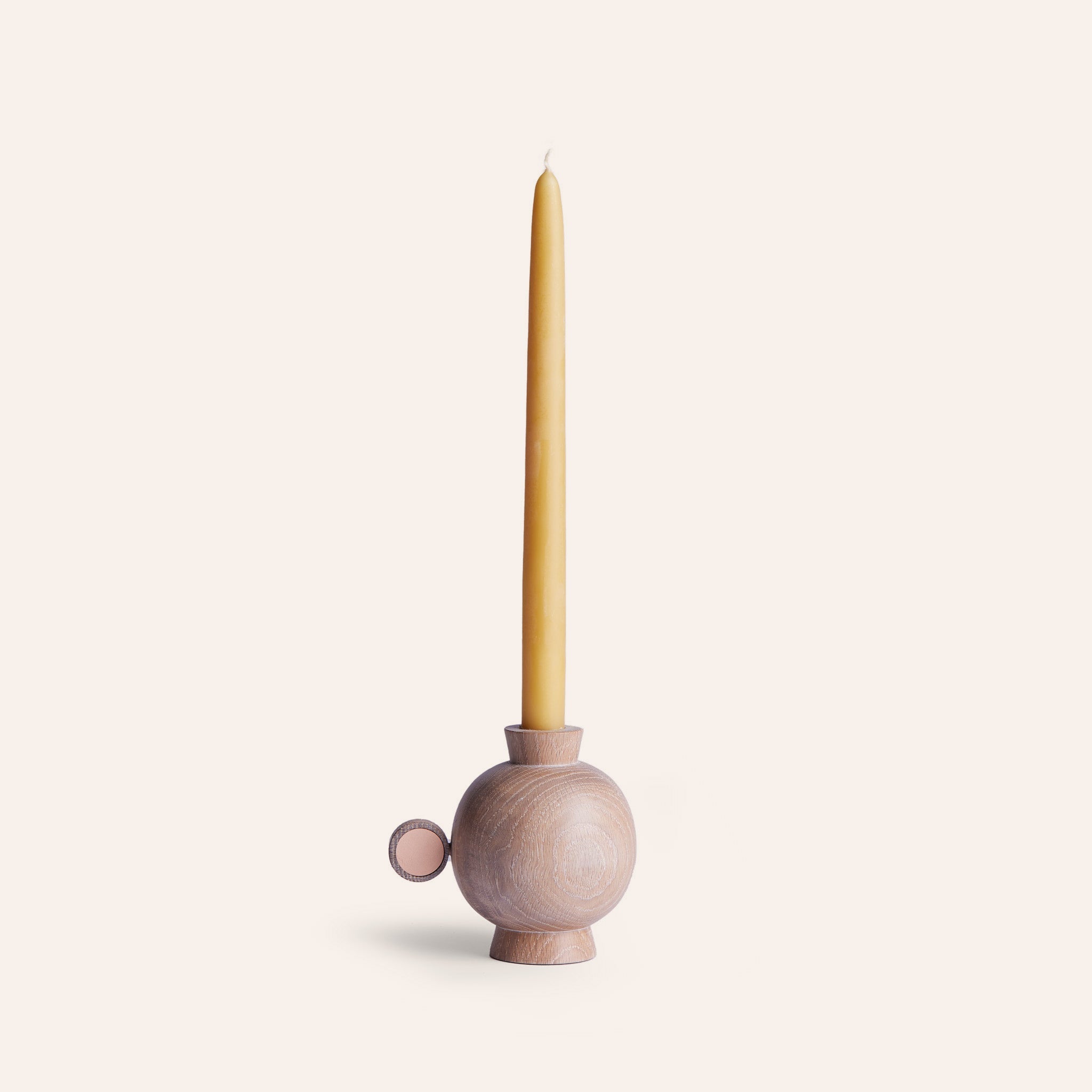 Short Candlestick in Cerused Oak