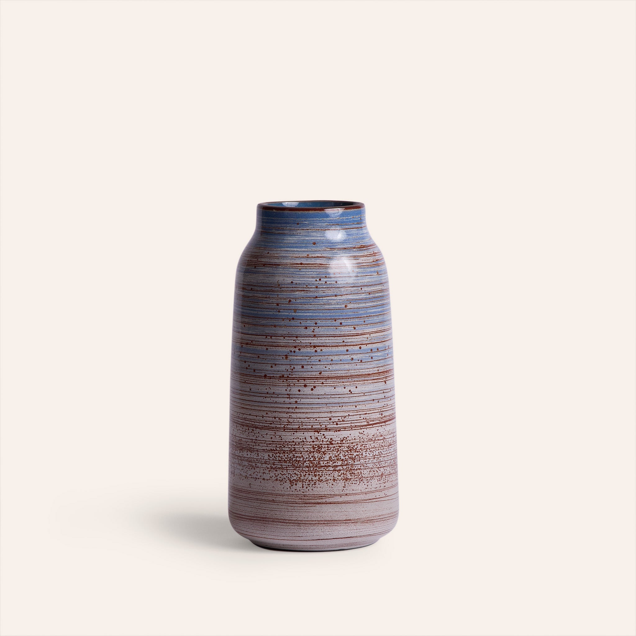 Tall Vase in Wire-Combed Opal Pacific / Buckwheat / Brick