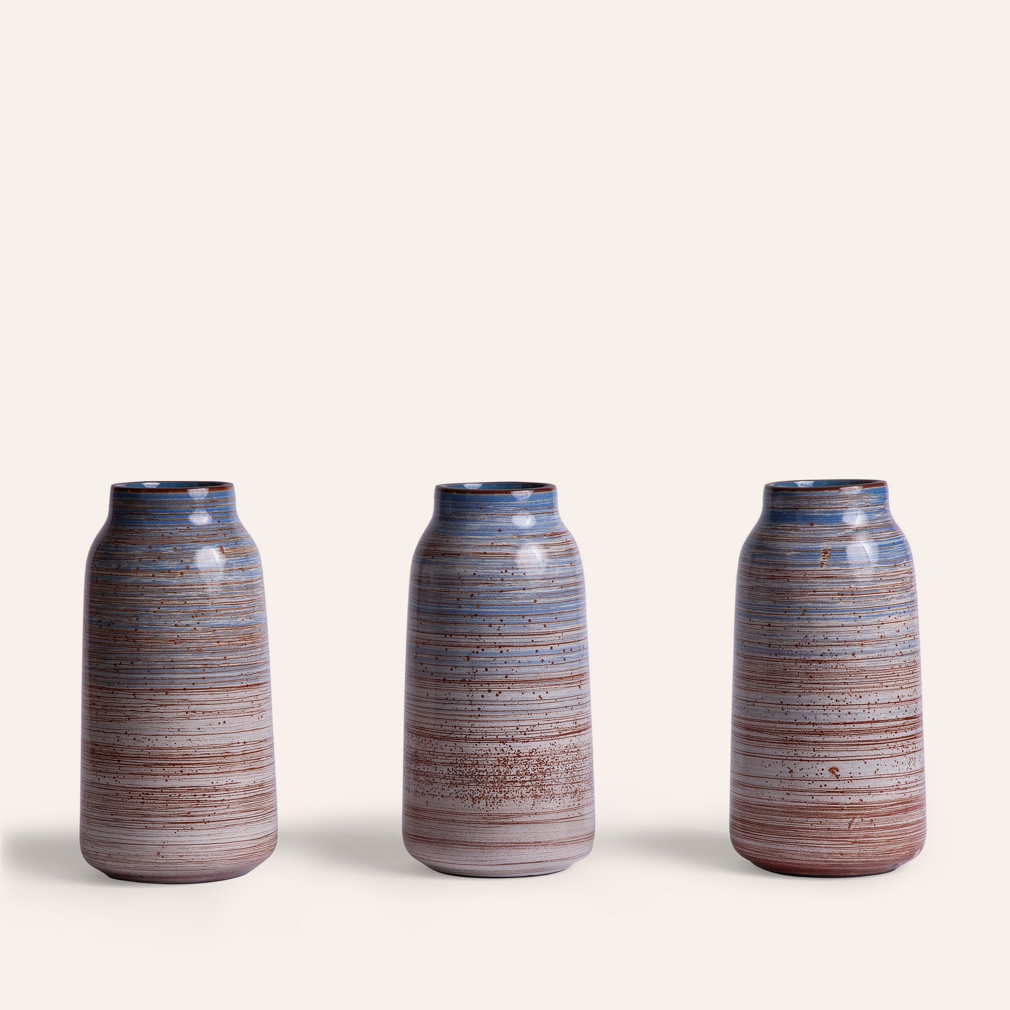 Tall Vase in Wire-Combed Opal Pacific / Buckwheat / Brick
