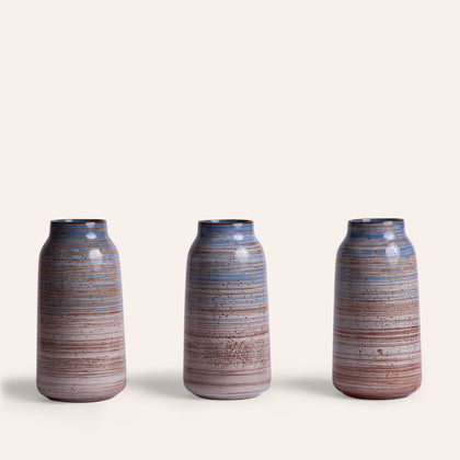 Tall Vase in Wire-Combed Opal Pacific / Buckwheat / Brick