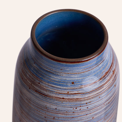 Tall Vase in Wire-Combed Opal Pacific / Buckwheat / Brick