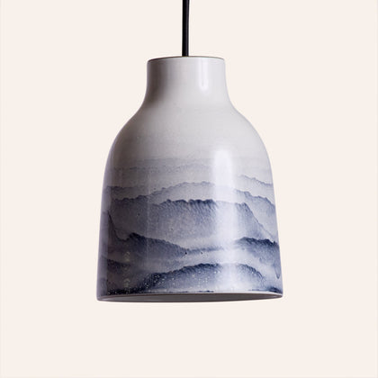 Bloom Pendant in Midnight and Opaque White Watercolor