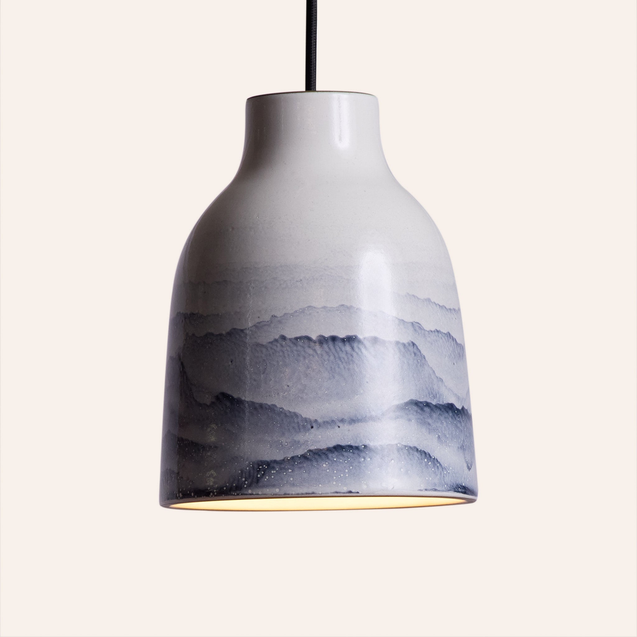 Bloom Pendant in Midnight and Opaque White Watercolor